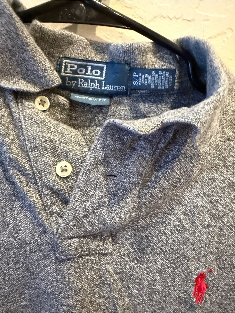 Polo by Ralph Lauren Grey Heather Polo with Red Pony Embroidery Size Small